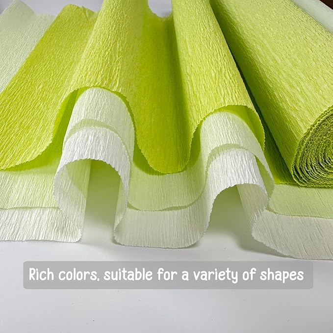 chaekoy 6 Rolls Crepe Paper Streamers, 10 Inch x 8 Feet Flower Making Kits with Floral Tape and Stem Wire for Birthday Party Wedding