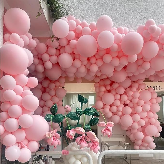160Pcs Pastel Pink 12 Inch Pink Latex Party Balloons for Wedding Bridal Shower Gender Reveal Birthday Party Decoration