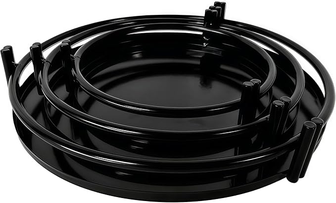 3 Pcs Round Nesting Metal Cake Stands Set 8/10/12 inch Metal Cupcake Display Stands Dessert Trays, Table Decoration Cookie Serving Plates, Suitable for Weddings, Birthdays, Parties, 3 Sizes. (Black)