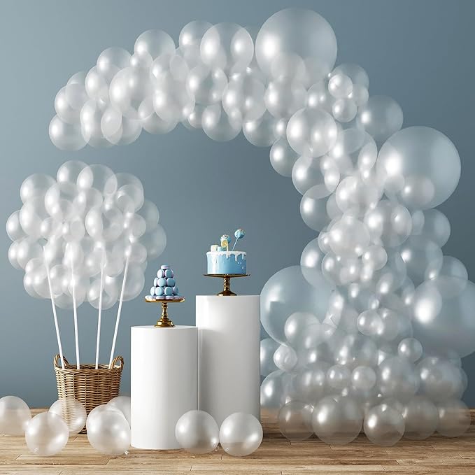 RUBFAC 129pcs Clear Balloons Different Sizes 18 12 10 5 Inches for Garland Arch, Transparent Balloon for Birthday Baby Shower Wedding Party Decoration