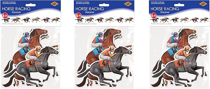Beistle 3 Piece 6.5" x 6' Horse Racing Banners For Equestrian Theme Race Day Party Decorations