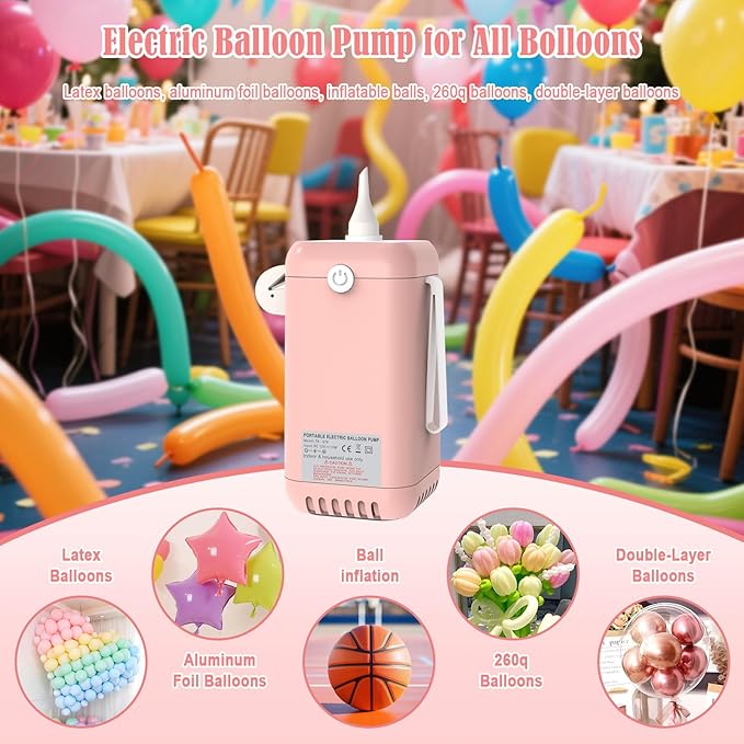 Ball Pump Balloon Pumps Electric, Balloon Pump Portable Long Animal Balloon Pump, Electric Blower Machine Inflator Basketball Pump 260 Balloon Pump for Party/Wedding/Birthday Decorations