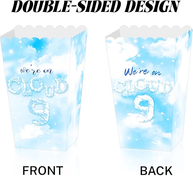 LaVenty 12 PCS On Cloud 9 Party Popcorn Bags for On Cloud 9 Birthday, Bridal Shower, Wedding Party