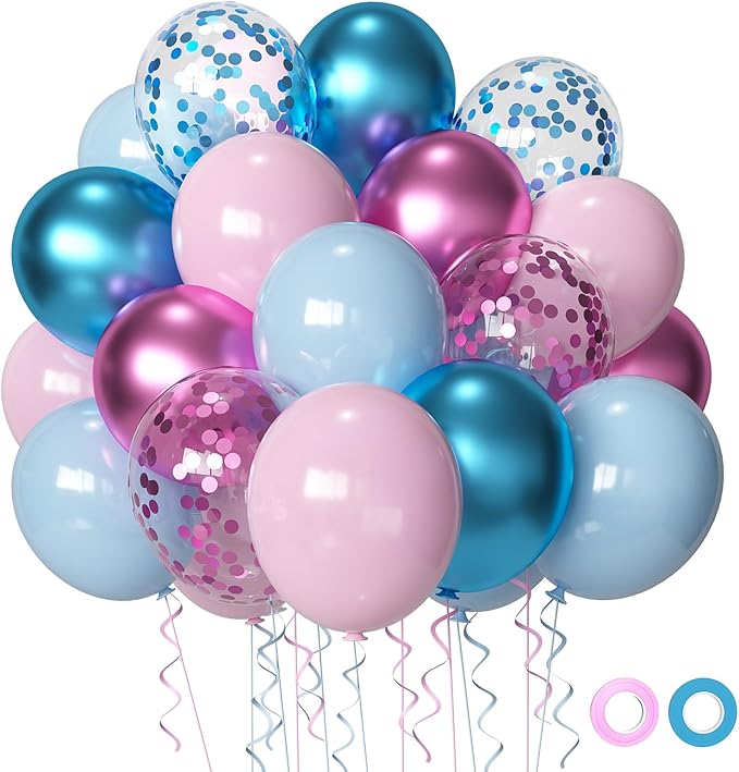 Pink and Blue Party Balloons,Pink Blue Latex Balloons 50 Pcs 12 inch Blue and Pink Gender Reveal Party Balloons for Gender Reveal Wedding Engagement Birthday Parties Baby Shower Decoration