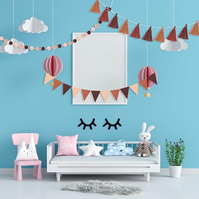 Irenare 9.8 ft Pom Pom Garland Felt Rainbow Garland 2026 Graduation Party Decoration Colorful Pennant Tassel Banner Back to School Birthday Triangle Banner for Classroom School Mantel(Gradient Brown)