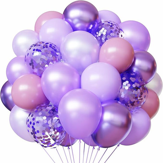 Dark Purple Balloons 55pcs Pastel Light Purple Balloons 12inch for Purple Birthday Wedding Baby Shower Party Decorations
