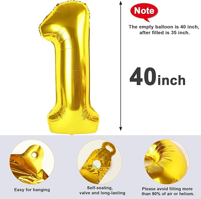 40 Inch Gold Number Balloon, 18th Birthday Party Decoration for 1 8 18 81 Men & Women, Big Foil Balloon Number for Wedding Celebration Adult Party Supplies