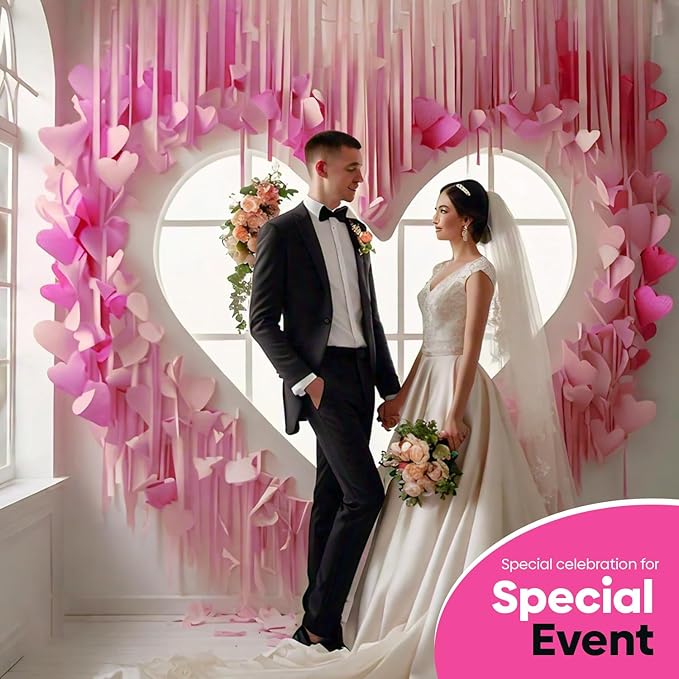 Captain Décor 4 Hot Pink Streamers, 328ft Crepe Paper Streamers Rolls for Party Decorations, Birthday, Party and Wedding Decoration (1.8 inch x 82 ft/Roll)