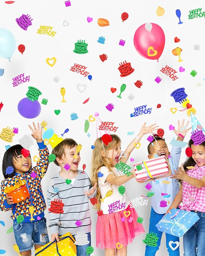 Happy Birthday Confetti - Multi-Color Metallic Foil Birthday Confetti for Table, Cake, Balloon Sprinkles and Party Decorations, Party Anniversary Wedding DIY Craft Supplies
