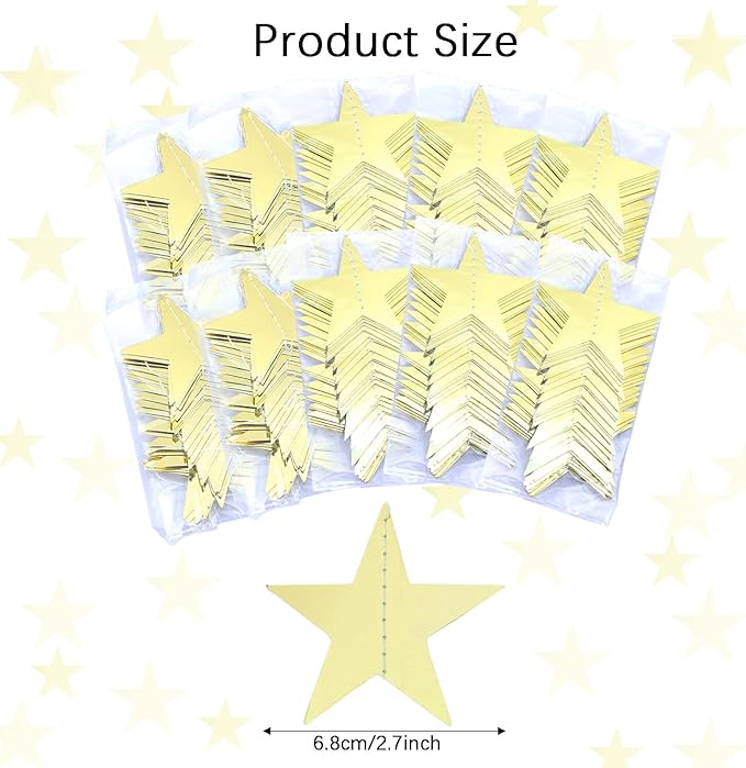 Glitter Star Garland Banner Decor 130 Feet Gold Star Garland Hanging Bunting Banner Backdrop for Graduation Wedding Birthday Holiday Party