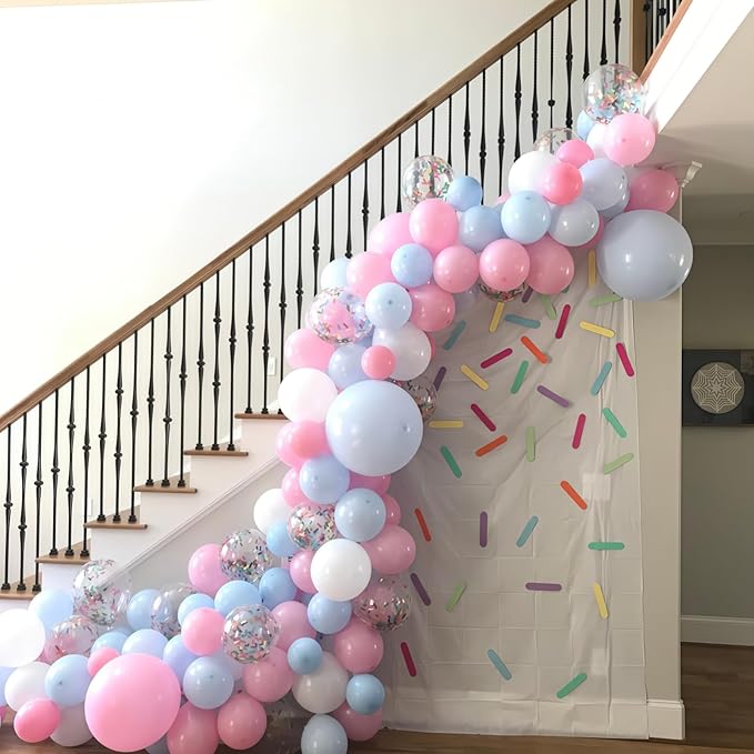 Rainbow Confetti Balloons, 12 Inch Multicolor Candyland Ice Cream Sprinkle Colorful Long Confetti Glitter Latex Balloons for Men Women Birthday Party Wedding Baby Bridal Shower Graduation Decorations
