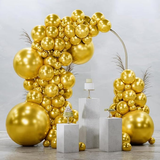PartyWoo Gold Balloons 99pcs Different Sizes of 36 18 12 10 5 Inch Gold Balloon Arch Kit Garland for Birthday Wedding Anniversary Baby Shower Graduation Retirement Casino Party Decorations Gold-G101