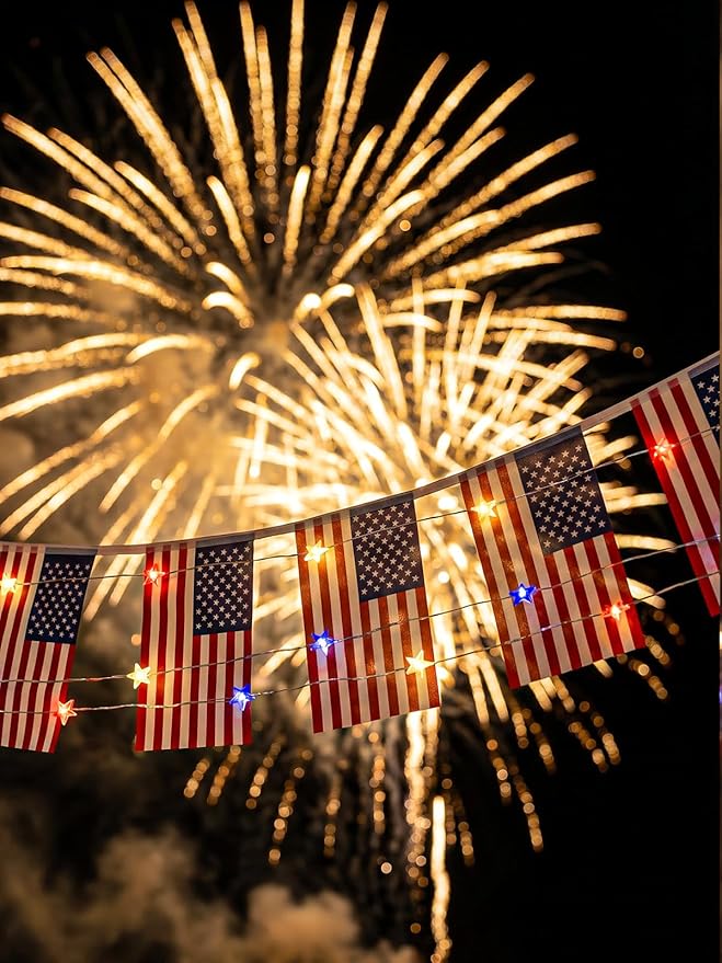6 Packs 6.6ft 20 LEDs Star Fairy Lights Battery Operated,4th of July Decorations Mini Star String Lights,Waterproof Twinkle Starry Light for Independence Day Memorial Day,Red White and Blue