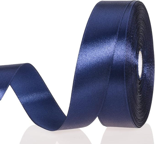 YASEO 1 Inch Navy Solid Satin Ribbon, 50 Yards Craft Fabric Ribbon for Gift Wrapping Floral Bouquets Wedding Party Decoration
