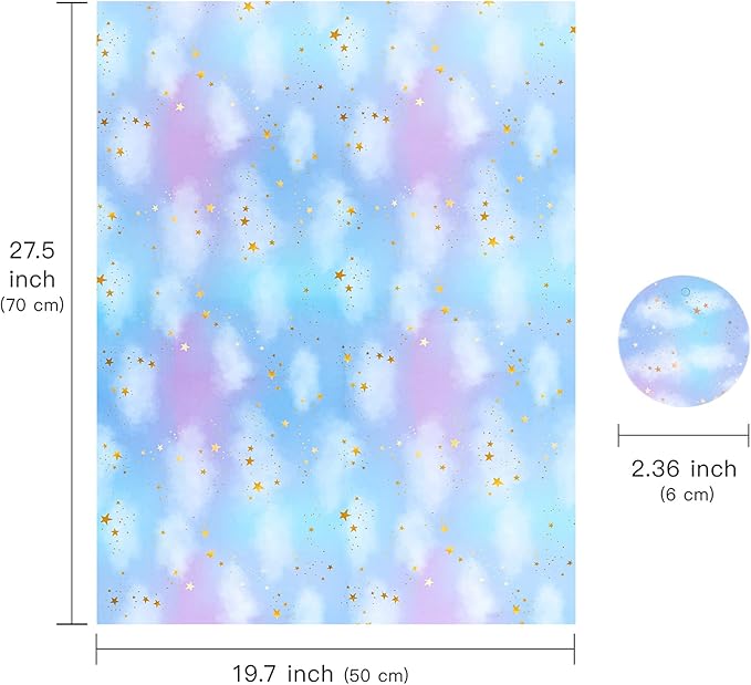 WRAPAHOLIC Neutral Galaxy Birthday Wrapping Paper Sheet - 12 Sheets Folded Flat with 12 Gift Tags for Birthday, Baby Shower, Father's Day, Christmas - 19.7 Inch X 27.5 Inch Per Sheet
