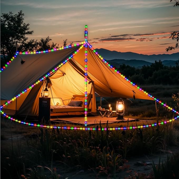Rope Lights for Outside, 33FT 120LED 18 Colors Changing Outdoor LED String Lights Waterproof Tube Fairy Light with Remote& 8 Modes Trampoline Light for Camping Pool Tree Garden Yard Home Holiday Decor