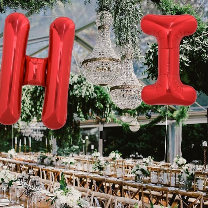 TONIFUL 40 Inch Large Bright Red Letter Balloons A-Z, Giant Jumbo Helium Foil Mylar Big Letter H Balloons for Birthday Party Anniversary Wedding Decorations