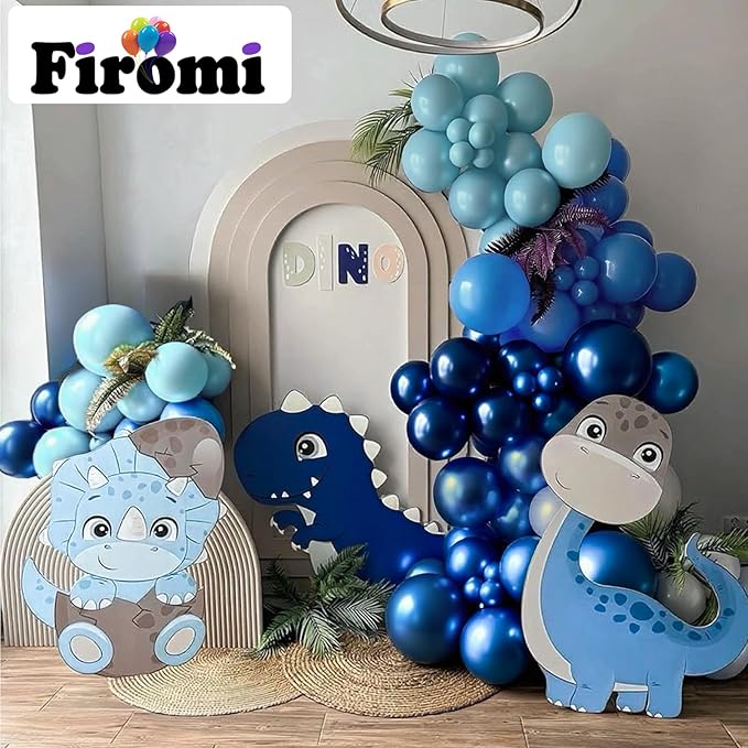 Firomi Metallic Blue Balloons Set 12-inch 70 pack Chrome Blue Latex Balloon and Navy Baby Macaron Blue Balloon for Birthday Baby Shower (with 2 Ribbons)