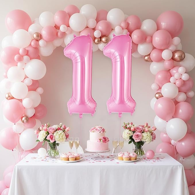 Pink Number 11 Balloons, Big Large Foil Number Balloons, Jumbo Giant Mylar Balloons for Birthday Party Decorations Supplies Anniversary (Number 11)