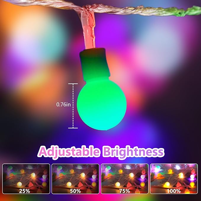 LED Globe String Lights - 19.7ft USB Color Changing Twinkle Lights with Remote for Indoor, Classroom, Halloween, Room, Christmas