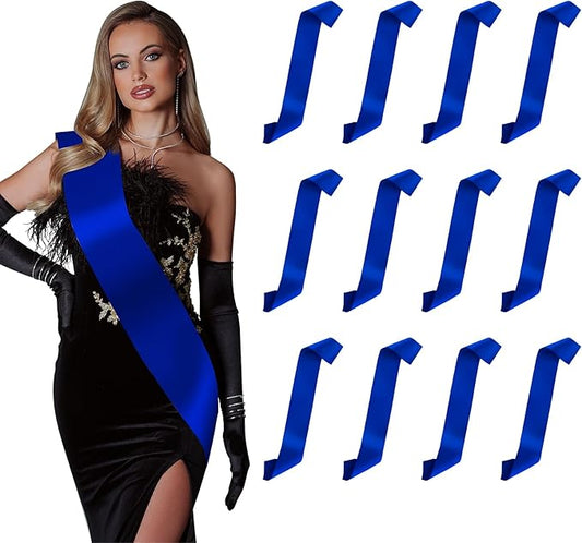 12pcs Dark Blue Sash for Birthday & Graduation Party Favors - Custom Sash Wreath & Groom To Be Sashes