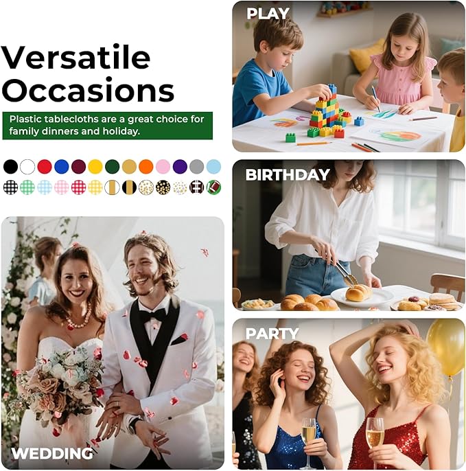 8 Pack Graduation Plastic Tablecloth 54" x 108" Disposable Table Cloths for 6 to 8 Foot Tables Cover for Class of 2026 Parties Decorations Supplies (Graduation Green Gold, Rectangle)