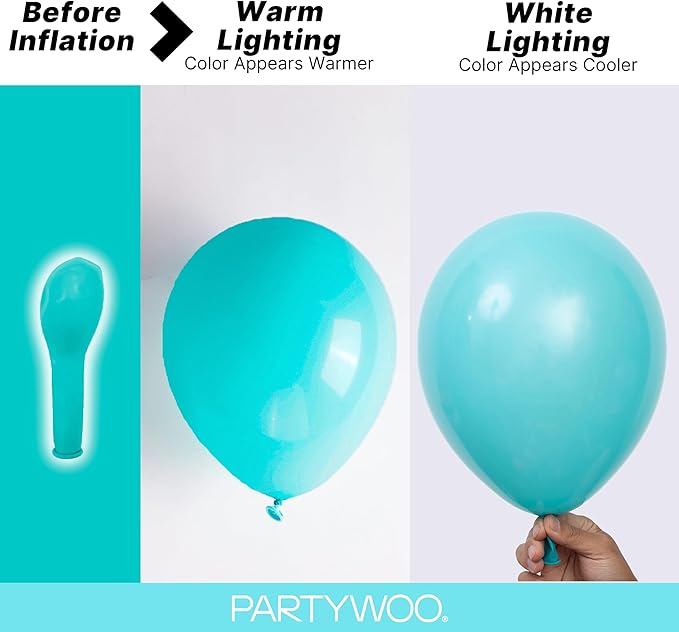 PartyWoo Teal Balloons 152pcs Different Sizes Pack of 18 12 10 5 Inch Turquoise Dark Teal Balloon Arch Kit for Baby Shower Gender Reveal Graduation Mermaid Birthday Pool Party Decorations Blue-Y69