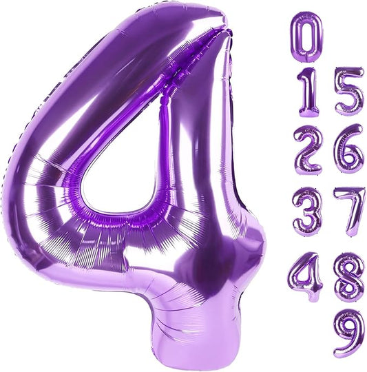 40 Inch Large Numbers Balloon, 4 Purple Ballon for 4th 14 40 44 Birthday Party, Balloon 4 Number for Graduations Wedding Supplies