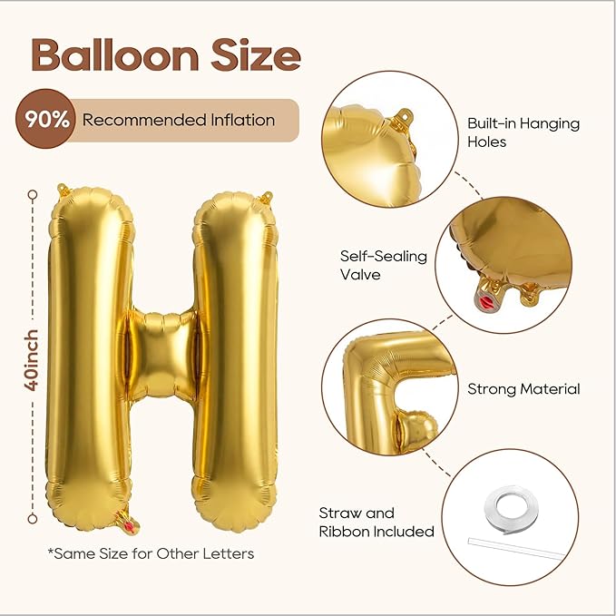 40 Inch Gold HOME Balloon Letters, HOME Letter Balloon for Housewarming Party Decorations, Large Metallic Gold New Home Welcome Balloons Banner for House Warming, Homecoming Party Decor