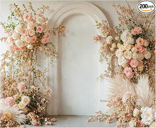 Kate 10x8ft Spring Pink Flowers Backdrops for Photography White Wall Background Children Birthday Party Decoration Backdrop