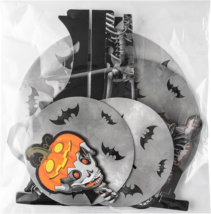 Haooryx Dachshund Dog Skeleton Cupcake Stand - 3 Tier Halloween Pumpkin Dog Bone Cupcake Tower Cardboard Gothic Dessert Holder Pastry Platter for Halloween Party Table Decoration Birthday Party Supply