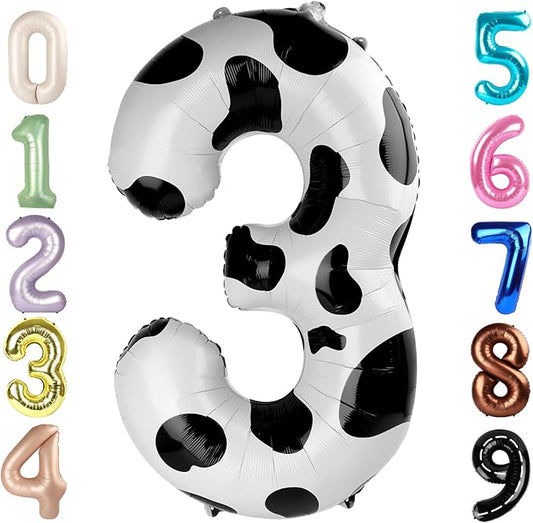 Numbers Balloon 3, 40 Inch Large White Black Balloon for Three Year Old Birthday Decor, 3 13 30 31 Birthday Party Decorations for Wedding Supplies