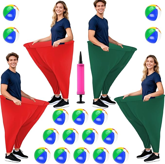 Granny Pants Yard Game Freaky Party Games Pants with Bouncy Balls and Air Pump Oversized Granny Pants Outdoor Game for Adults and Family Interactive Throwing Game for Group Gatherings