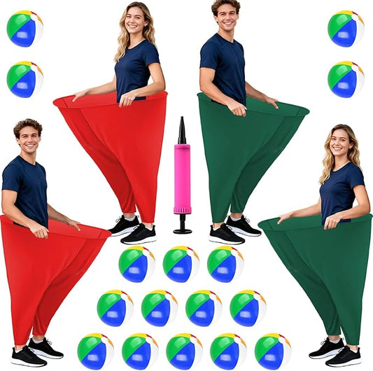 Granny Pants Yard Game Freaky Party Games Pants with Bouncy Balls and Air Pump Oversized Granny Pants Outdoor Game for Adults and Family Interactive Throwing Game for Group Gatherings