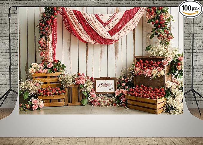 Kate 10x6.5ft Pink Flowers Wall White Angel Wings Princess Photography Backdrops Girl Portrait Background