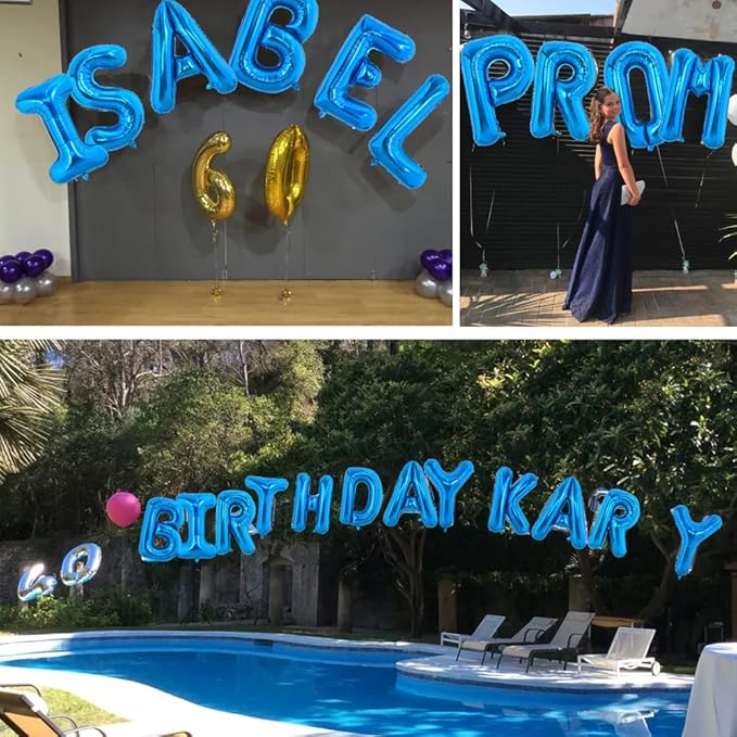 TONIFUL 40 Inch Large Blue Letter B Balloons Giant Alphabet Letter Balloons,Foil Mylar Big Balloons for 2026 Graduation Birthday Party Anniversary New Year Graduation Supplies Decorations