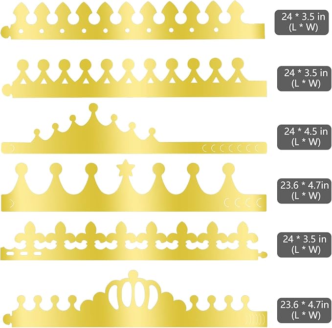 TUPARKA 30 Pcs Paper Crown Golden King Crowns Gold Foil Party Crown Hat Cap for Birthday Celebration Baby Shower Photo Props