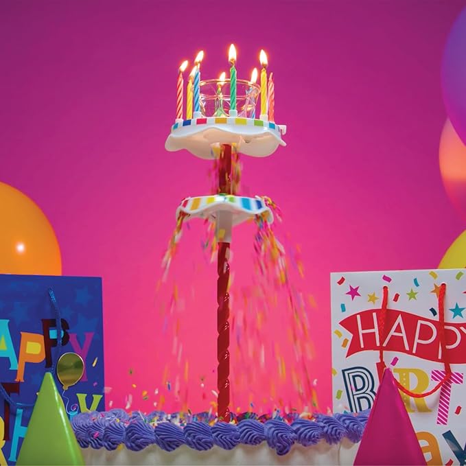 BEST PARTY EVER! Sprinkle Fountain Birthday Candle with 32 Candles, Reusable Spinning Birth Cay Cakes Topper, Decorate Your Cake in Sprinkles