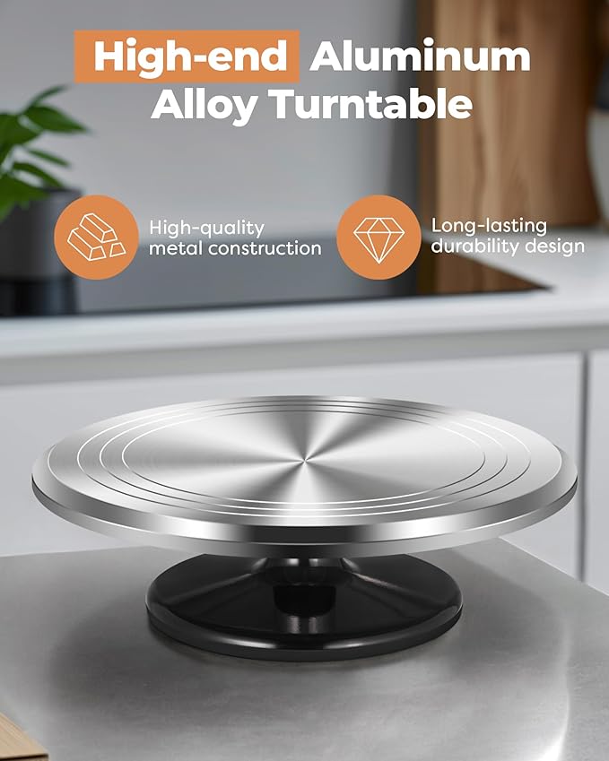 Kootek Aluminium Alloy Revolving Cake Stand 12 Inch Rotating Cake Turntable for Cake, Cupcake Decorating Supplies for Mother's Day