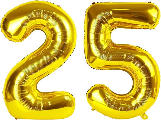 40 Inch 25 Balloon Numbers, Happy 25th Birthday Decorations for Women, Gold Foil Large Ballon for 2 5 25 52 Birthday Party Wedding Anniversary Supplies