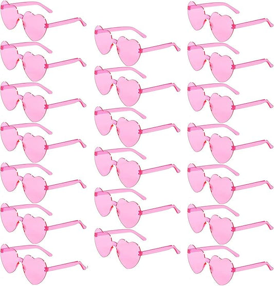 20 Pairs Heart Shaped Sunglasses Bulk, Colorful Rimless Fun Heart Sunglasses for Women Party Favors