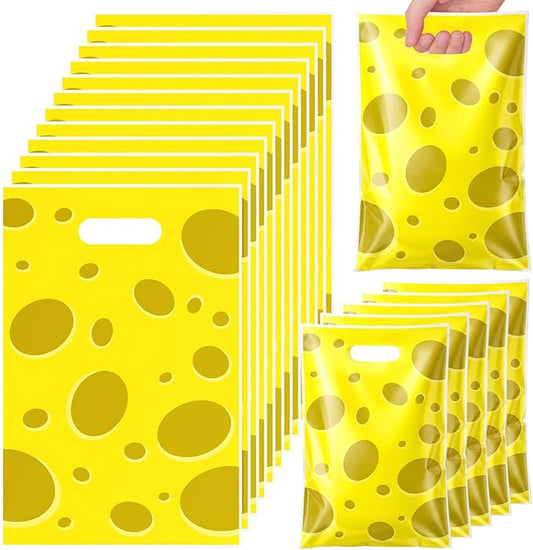 Eccliy 30 Pcs Yellow Sponge Party Favor Bag Animation Cartoon Party Goodie Candy Treats Bags with Handles for Underwater Summer Tropical Luau Supplies