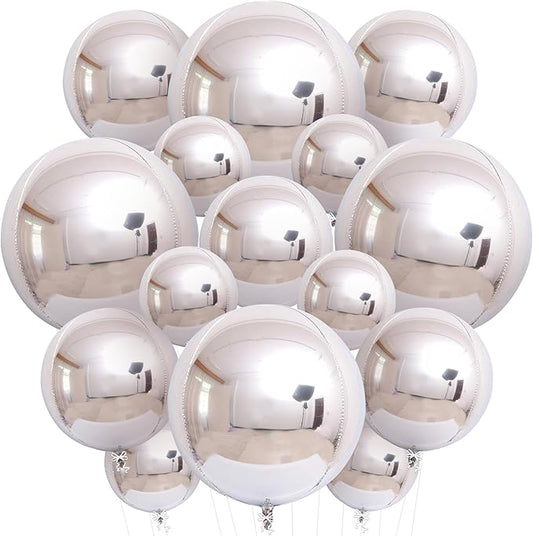 KatchOn, Metallic Silver Balloons - 22 Inch Pack of 14 | 4D Round Foil Balloons for Silver Party Decorations | Graduation Balloon for Birthday, Disco Party Decorations, Graduation Decorations 2026