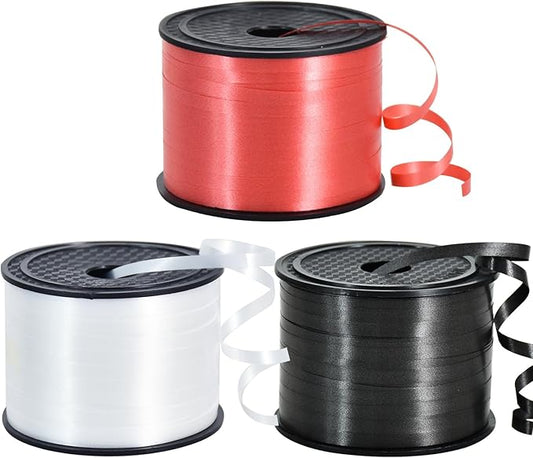 TONIFUL 300 Yards Curling Ribbon-Balloon Ribbon-Balloon String for Art&Craft Decor,Gift Wrapping,Ribbons and Bows for Christmas New Year Birthday Gifts Graduation Supplies (Black Red White)