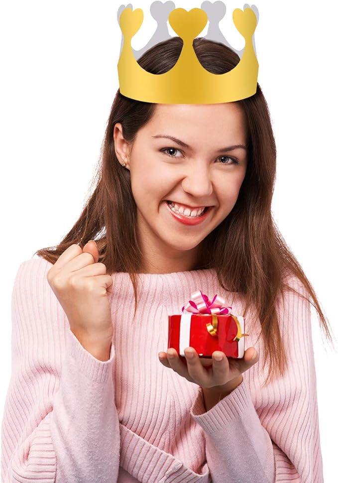SIQUK 48 Pieces Paper Crowns Gold Paper Party Crown Hats King Crown for Kids and Adults
