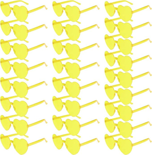 PLULON Heart Sunglasses for Women 5/12/25 Pcs, Heart Glasses Valentine Day Rimless Shaped Candy Color Fun Glasses Party Favor