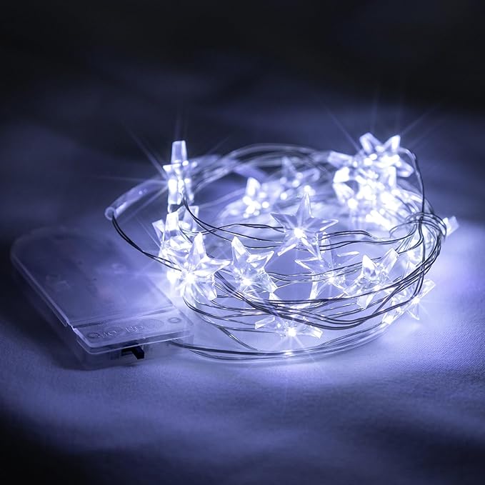 6 Packs 6.6ft 20 LEDs Star Fairy Lights Battery Operated,Mini Star String Lights,Waterproof Twinkle Starry Light for DIY Bottle Table Christmas Ramadan Wedding Halloween Decor,Cool White