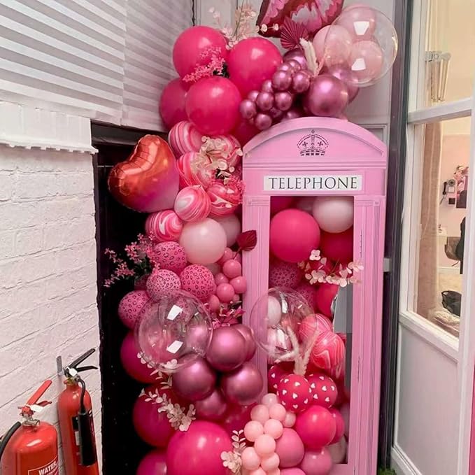 YMSZ Pink Balloon Garland Arch Kit, Hot Pink Balloons Metallic Balloon for Birthday,Princess, Wedding, Baby Shower, Valentine's Day Party Decorations