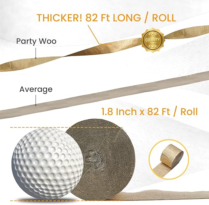 PartyWoo Crepe Paper Streamers 6 Rolls 492ft, Pack of Lime Green, Gold Party Streamers for Birthday, Party, Wedding Decorations (1.8 Inch x 82 Ft/Roll)