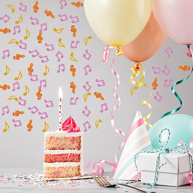 100pcs Music Note Confetti, Gold&Pink Glitter Musical Table Confetti for Baby Shower, Music Theme Birthday Paper Scatters, Anniversary/Wedding Party Table Decoration